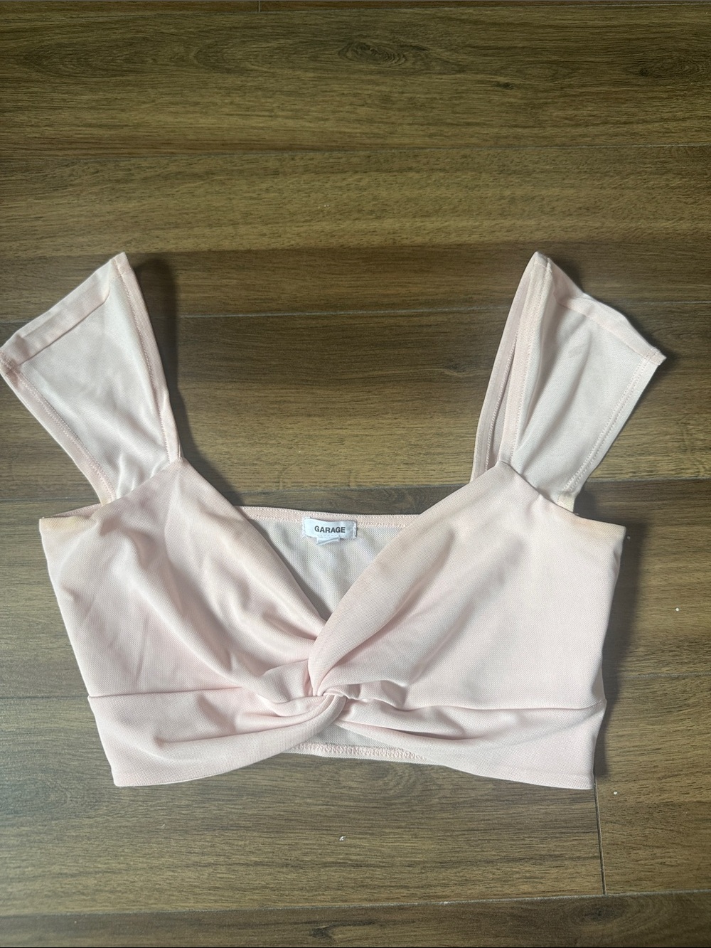 Garage Light Pink Twist-Front Crop Tank